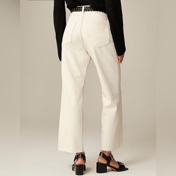 J. Crew Mid-Rise Relaxed Kick-Out Jeans, Ecru Wash, Raw Hem, Size 25 - Picture 5 of 16